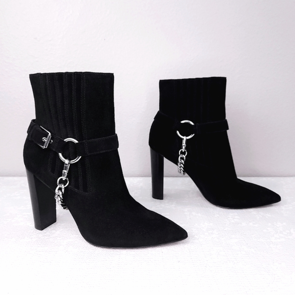 PAIGE London Chain Harness Heeled Ankle Booties - Picture 2 of 9